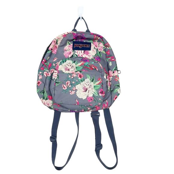Jansport Gray Pink Floral Mini Backpack - Picture 1 of 8